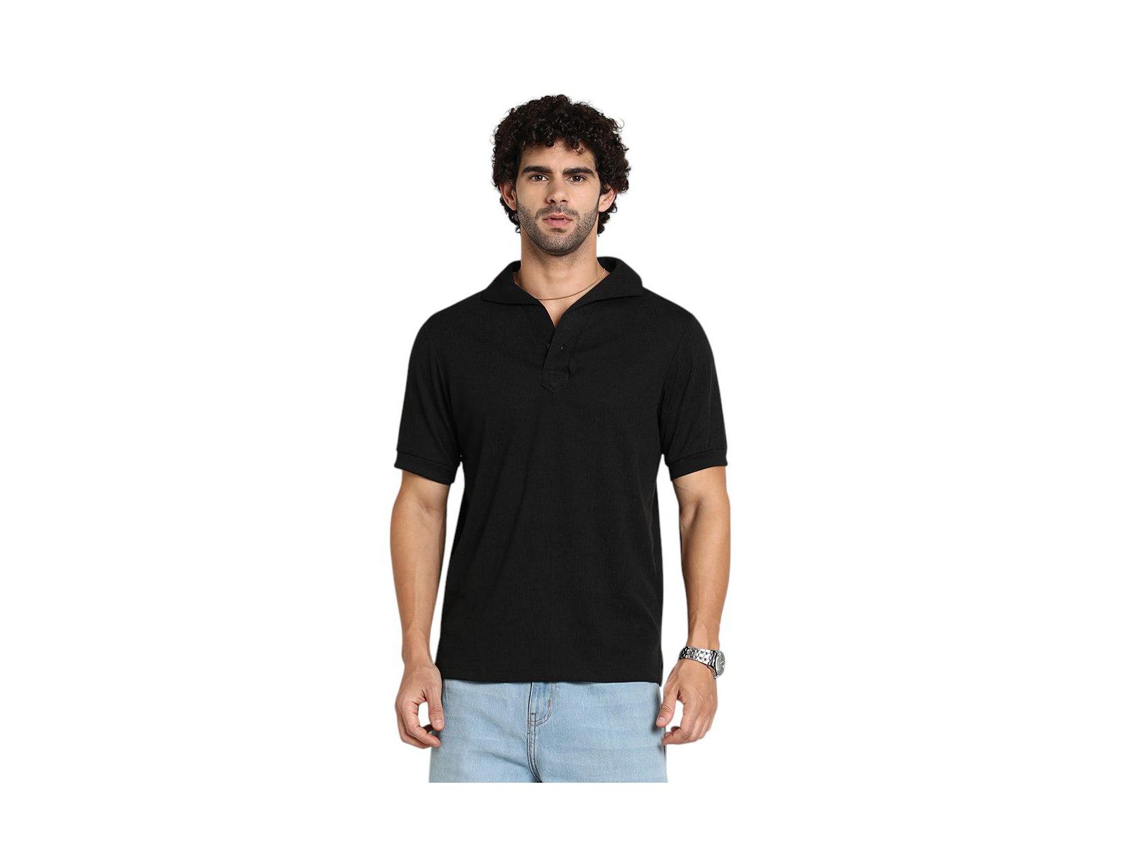Cahoot Men's Onyx Black Tactitle Spread-Polo T-Shirt