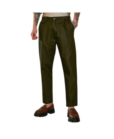 Campus Sutra Мужские полосатые брюки Tailored, цвет Juniper Green