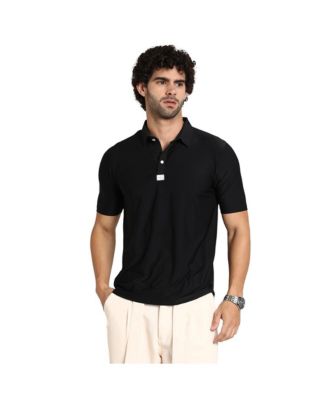 Cahoot Men's Obsidian Black Seamless Solid Polo T-Shirt