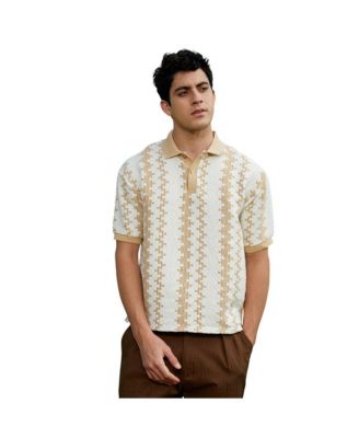 Мужская поло Campus Sutra Buff Beige & Cream White Indie-Block
