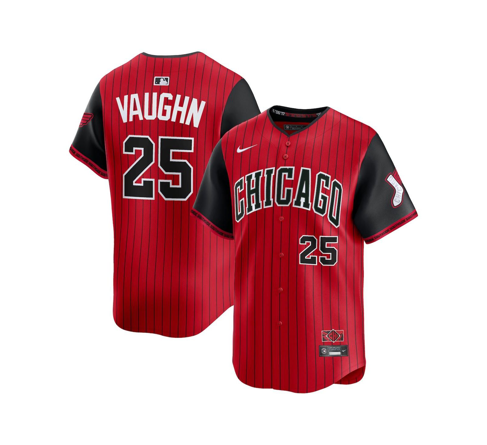 Мужская джерси Nike Andrew Vaughn Red/Black Chicago White Sox 2025 City Connect Limited Player