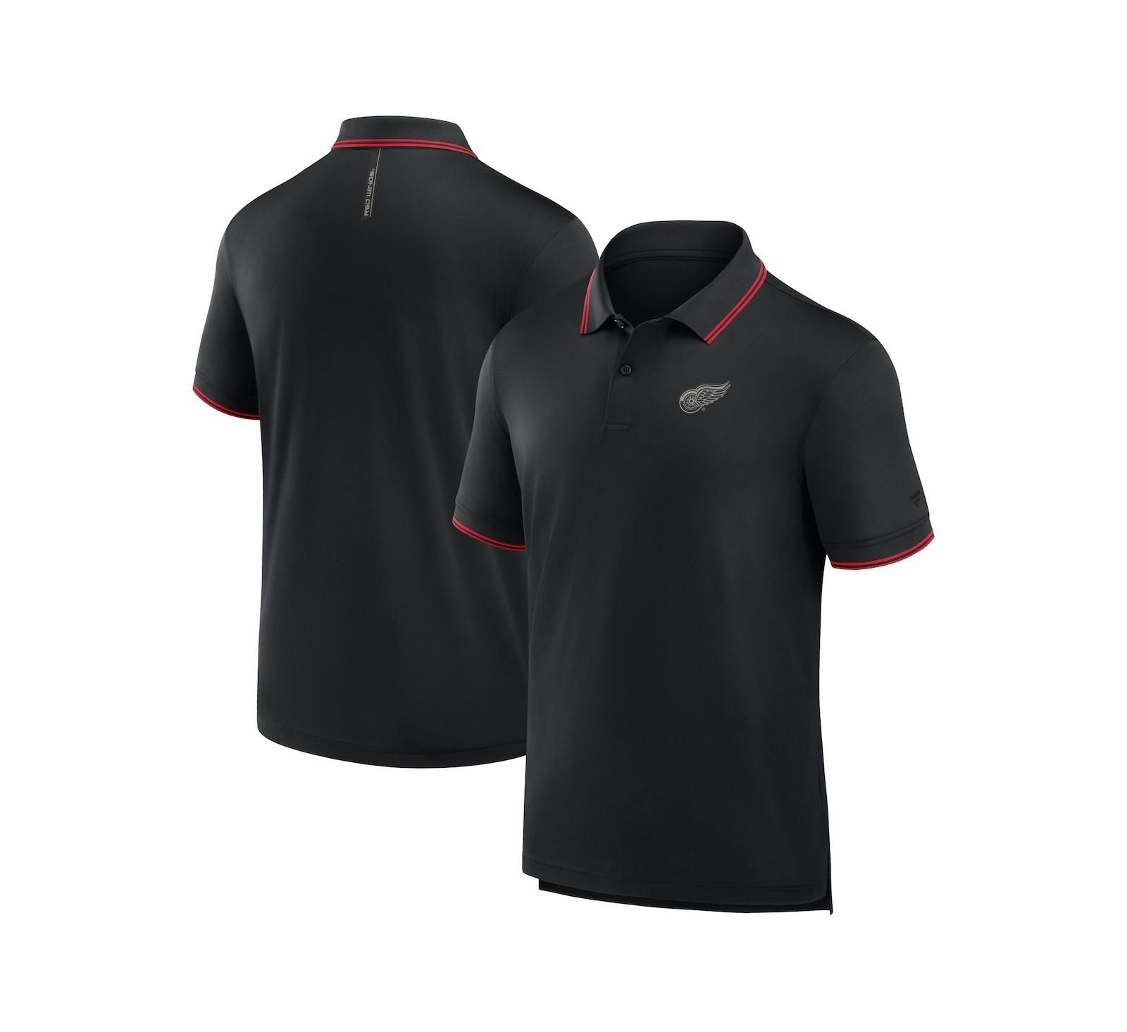 Fanatics Men's Black Detroit Red Wings Front Office Move Mono Polo Shirt