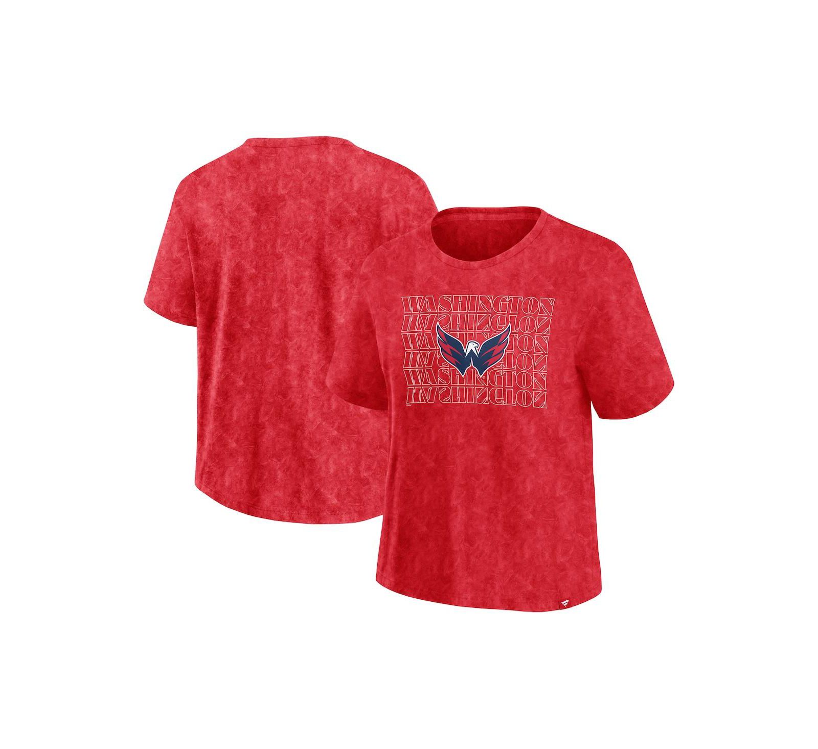 Женская футболка Fanatics Red Washington Capitals с эффектом выстиранного цвета