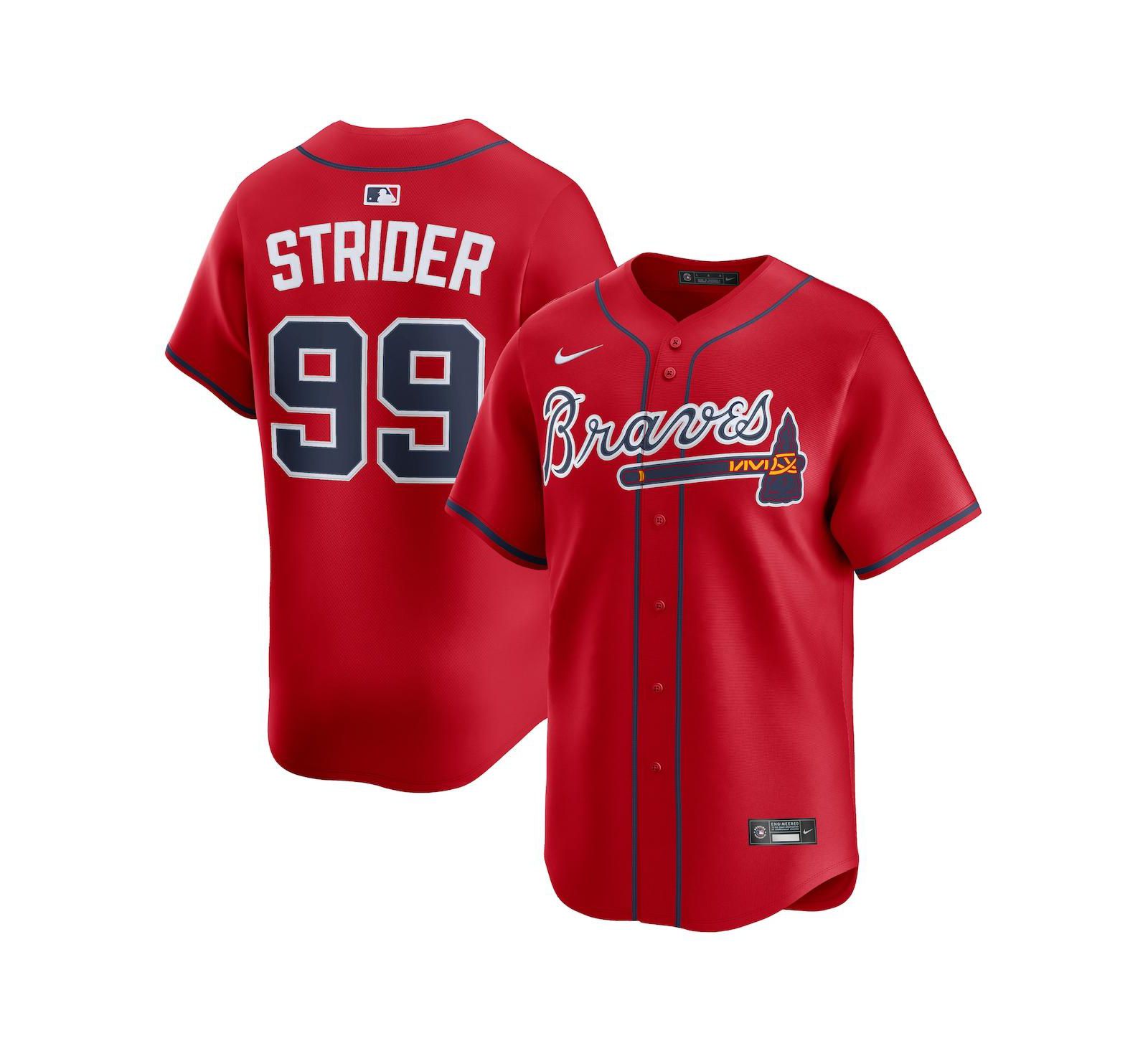 Nike Men's Spencer Strider Red Atlanta Braves Alternate Limited Player Jersey