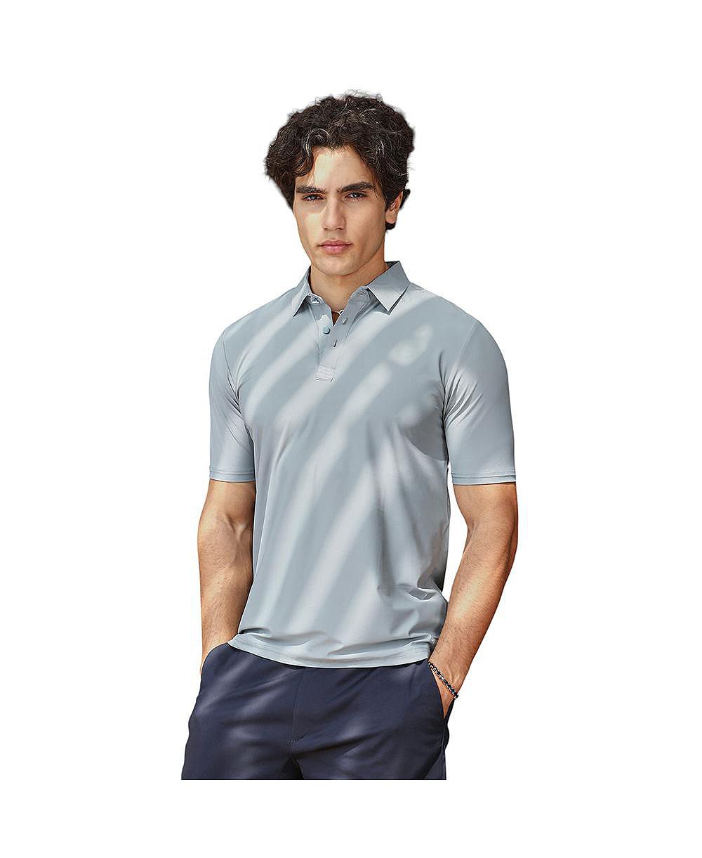 Campus Sutra Men's Coin Grey Seamless Solid Polo T-Shirt