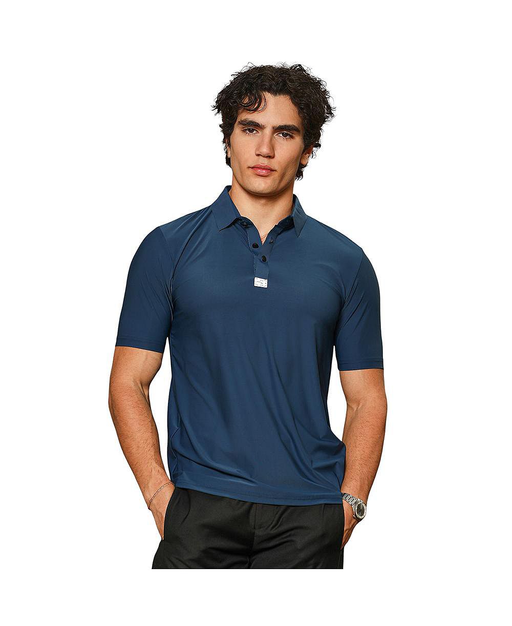 Мужская поло Campus Sutra Navy Blue Seamless Solid Polo T-Shirt