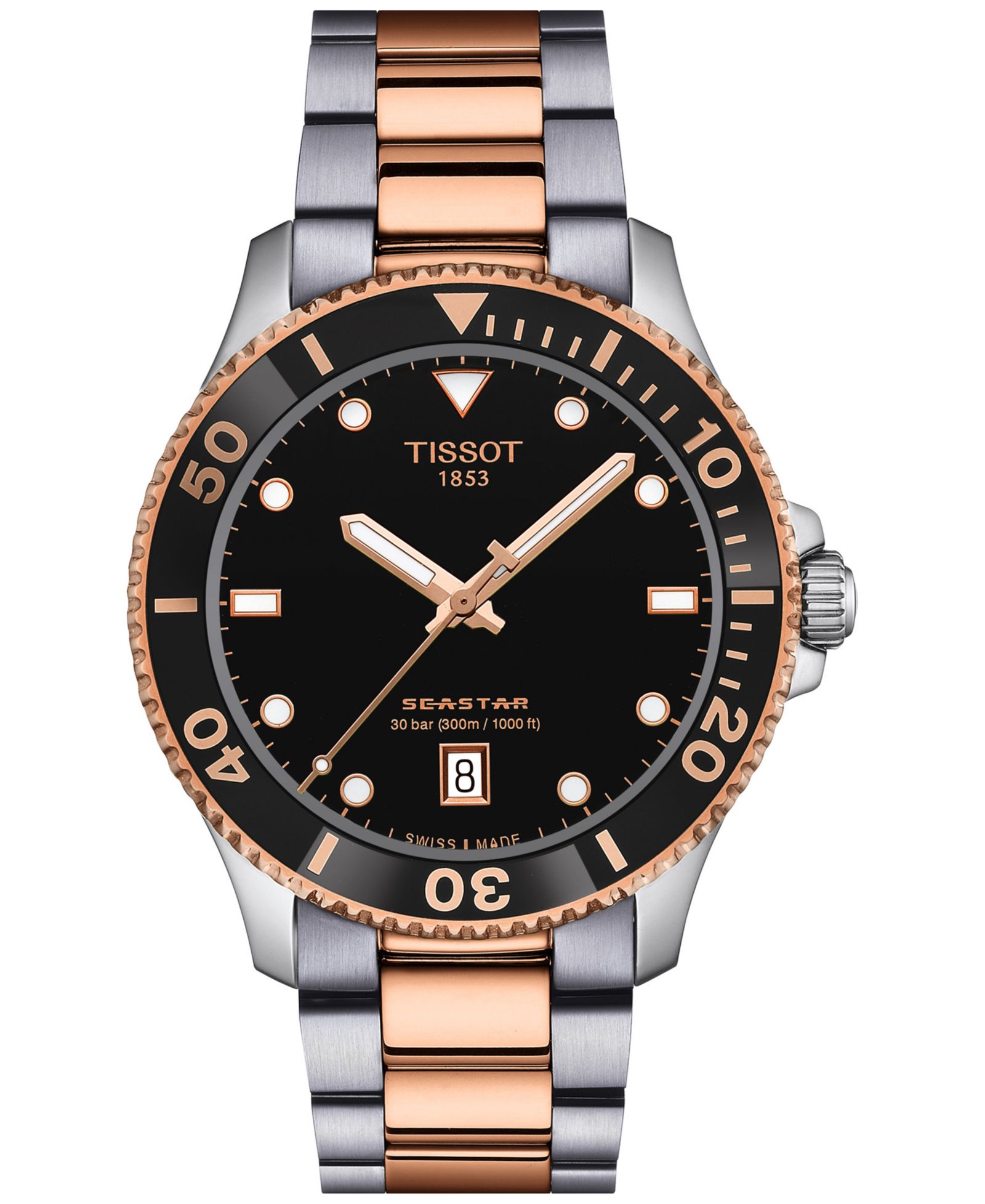 Tissot Мужские Swiss Seastar 1000 Two-Tone Stainless Steel Bracelet Watch 40mm