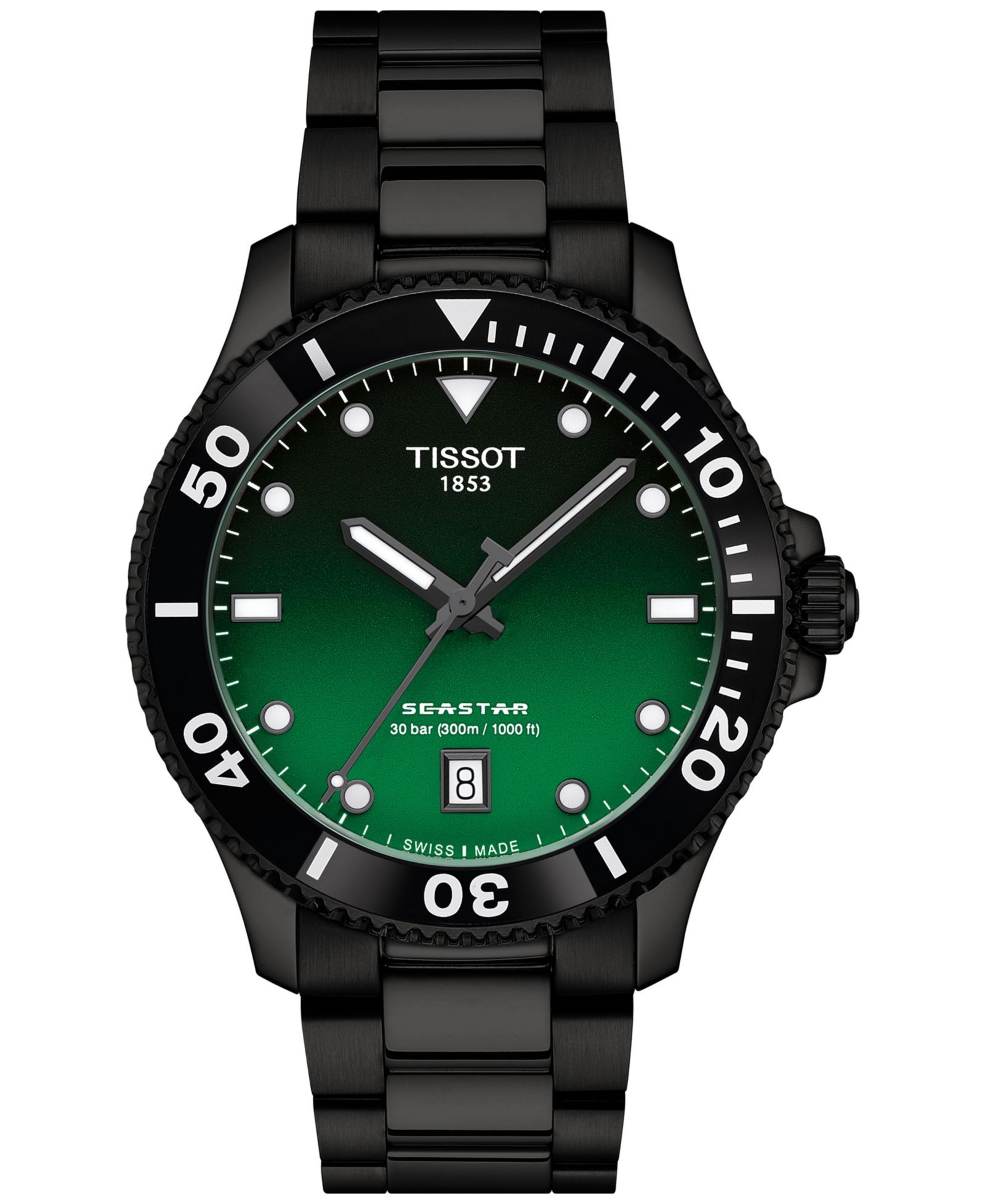 Tissot Мужские швейцарские часы Seastar 1000 Black PVD из нержавеющей стали с браслетом 40mm