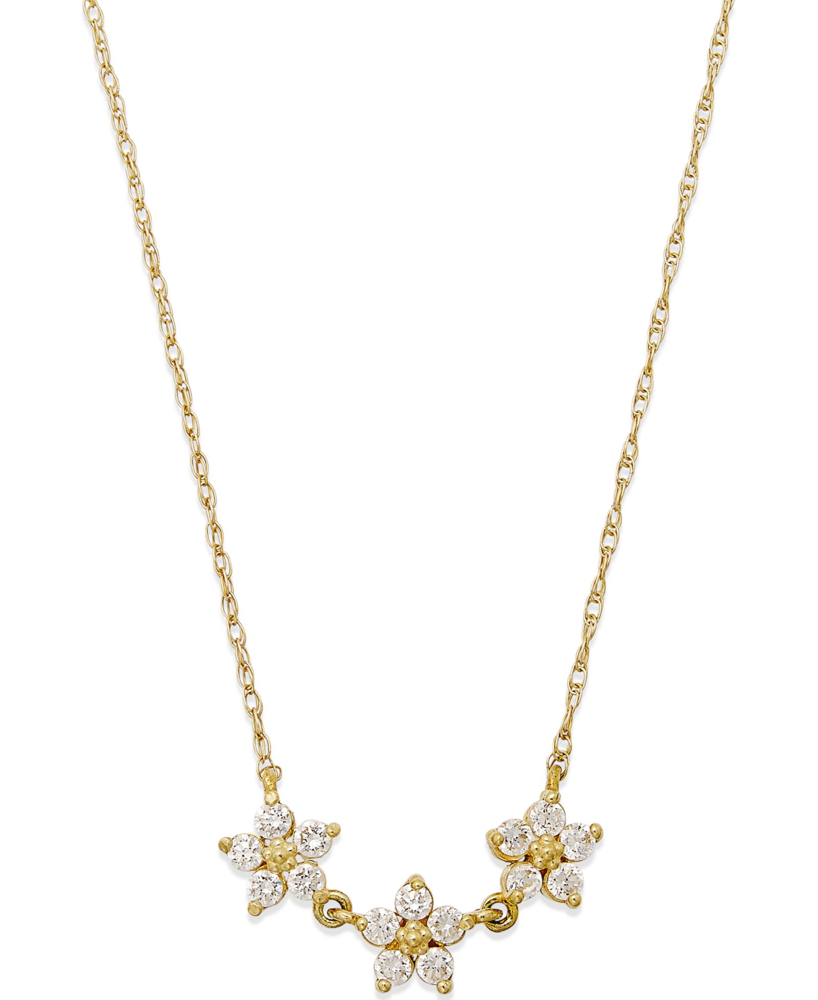 Macy's ожерелье с кулоном Cubic Zirconia Linked Flower из 10k Gold