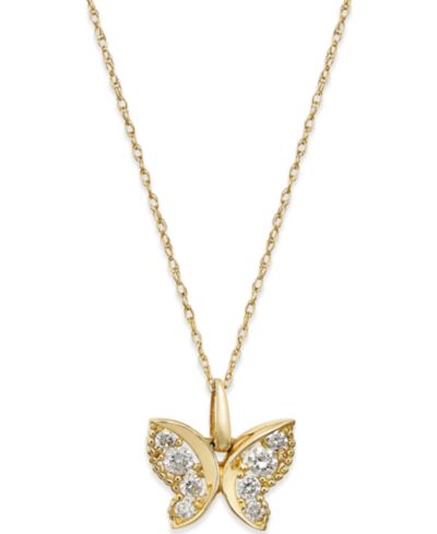 Подвеска Macy's Cubic Zirconia Butterfly в 10k золоте