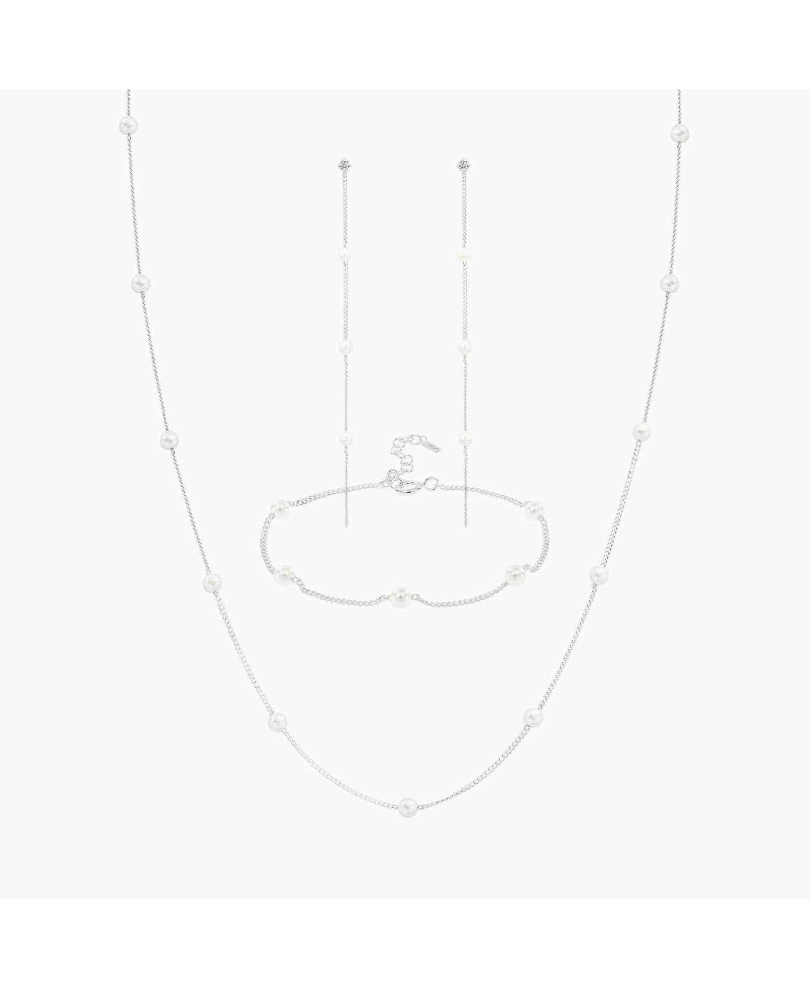 Sterling Plated Infinite Pearl Set Dainty Statement