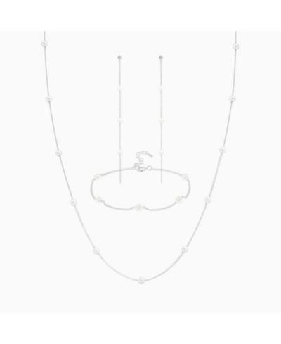 Sterling Plated Infinite Pearl Set Dainty Statement