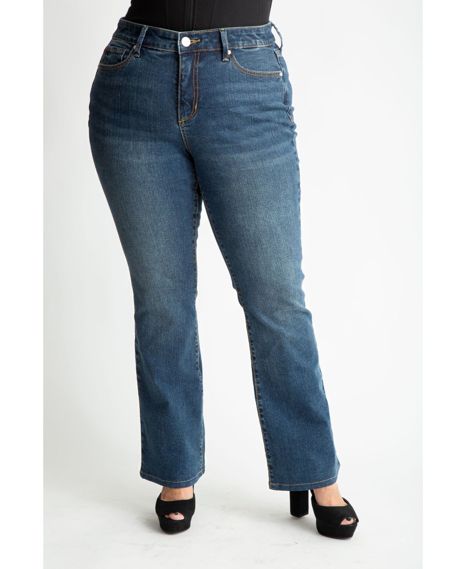 Джинсы SLINK Jeans Plus Size Denim high rise bootcut 32" inseam - Luna