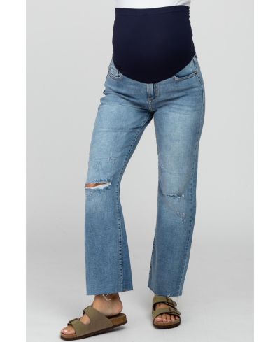 Женские джинсы Pinkblush Women's Blue Straight Leg с необработанным краем