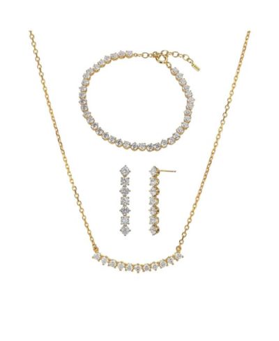 Sterling Plated Josephine Tennis Necklace Bracelet & Earring Set набор ожерелье браслет и серьги