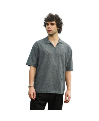 Campus Sutra Мужская рубашка поло Moon Grey Honeycomb-Knit