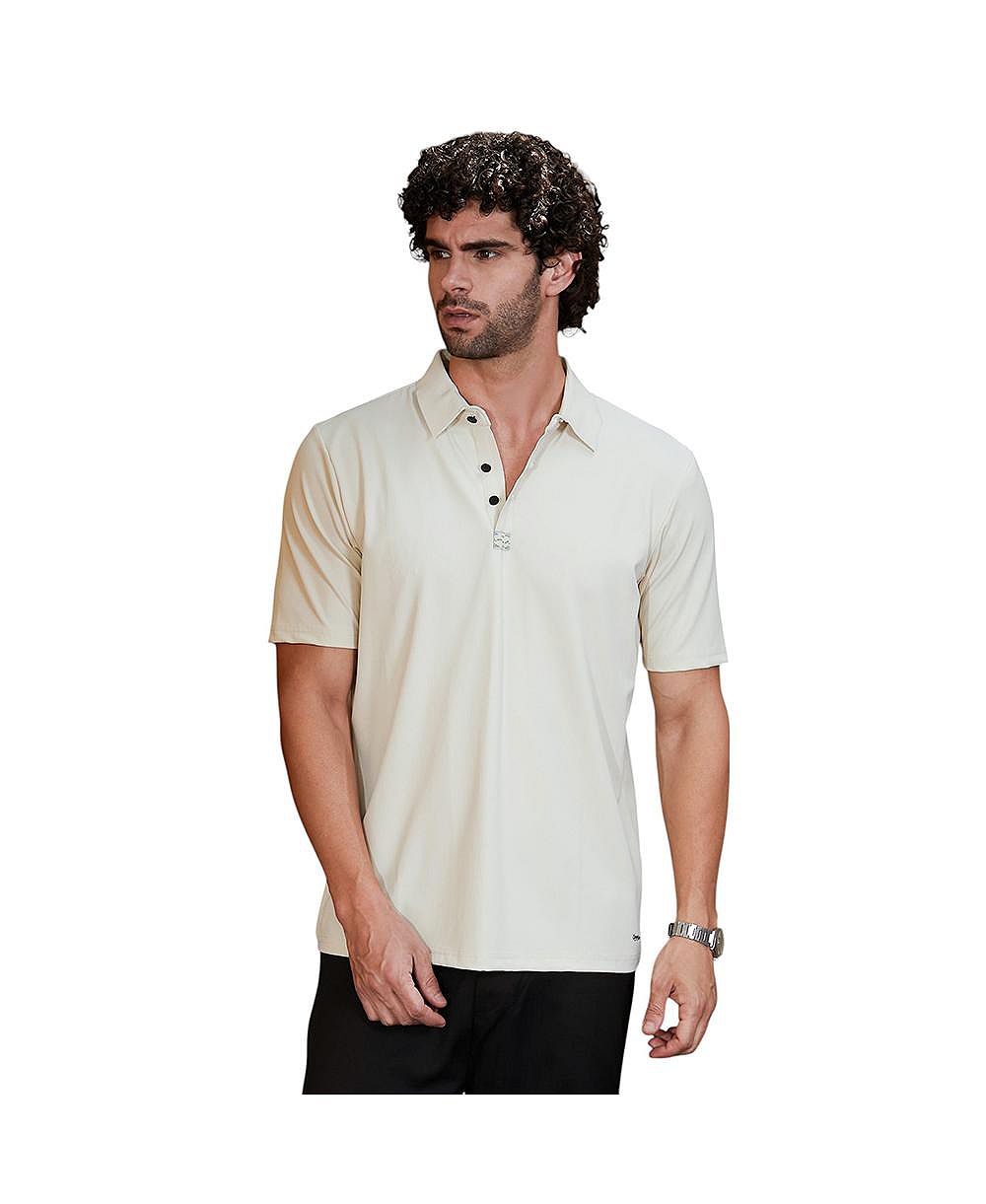 Поло T-Shirt Campus Sutra Men's Off-White Seamless Waffle