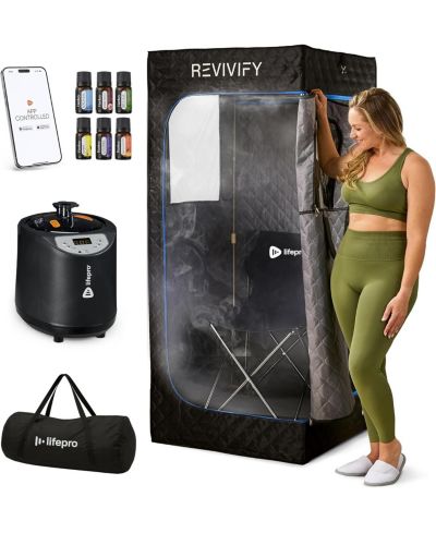 LifePro Revivify Portable Sauna Box - Personal Steam Sauna Tent for Home with 2.6L Steamer, Adjustable Heat, Timer, App Control & Essential Oils