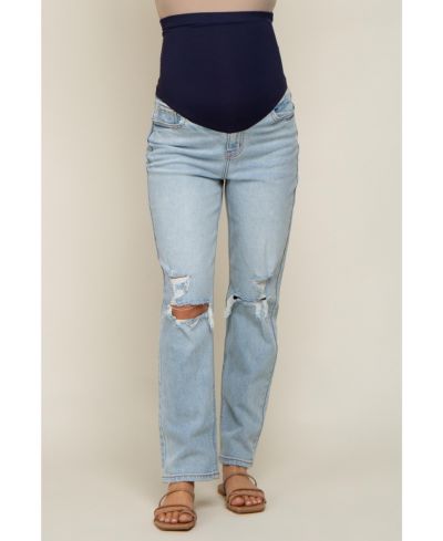 Pinkblush Women's Light Blue Distressed Knee Jeans