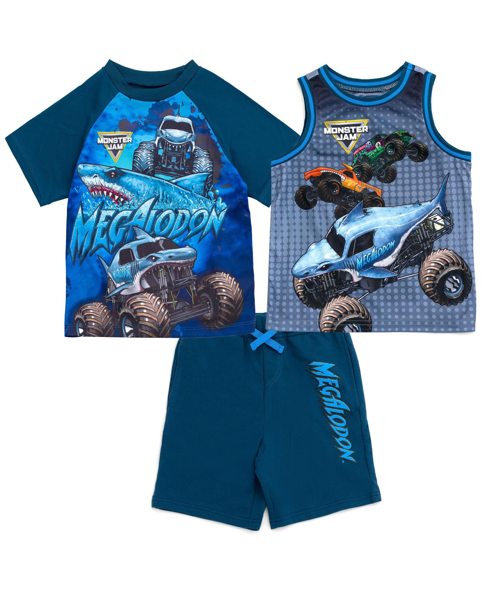 Monster Jam Boys' Athletic T-Shirt Tank Top and Shorts Set