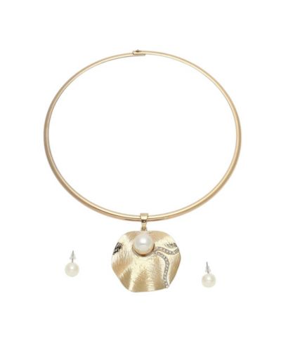 SOHI Gold Plated Pearl Jewellery Set