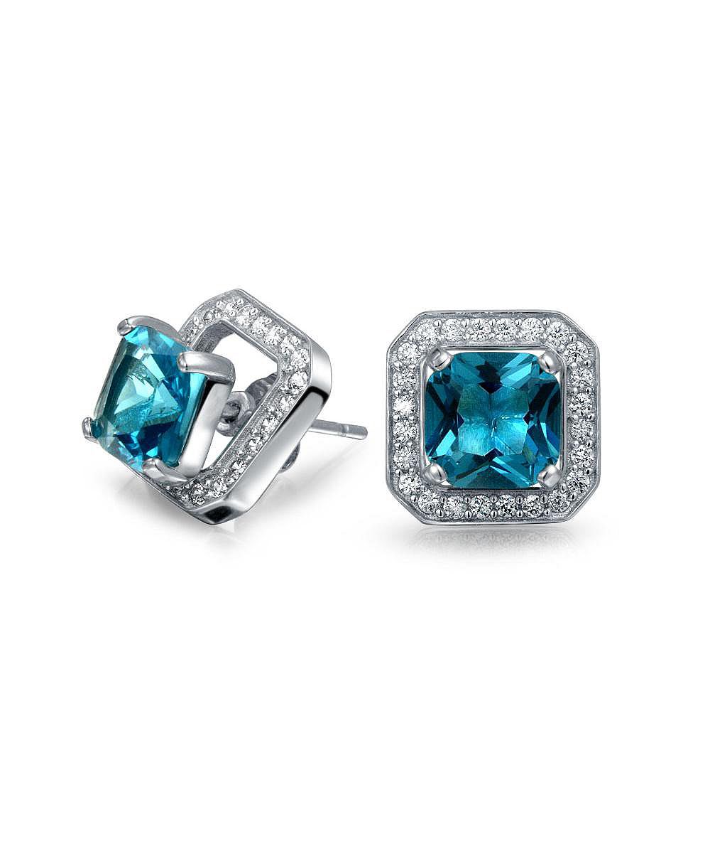 Bling Jewelry Cubic Zirconia CZ Halo Square Earrings Jackets For Studs Jacket Only
