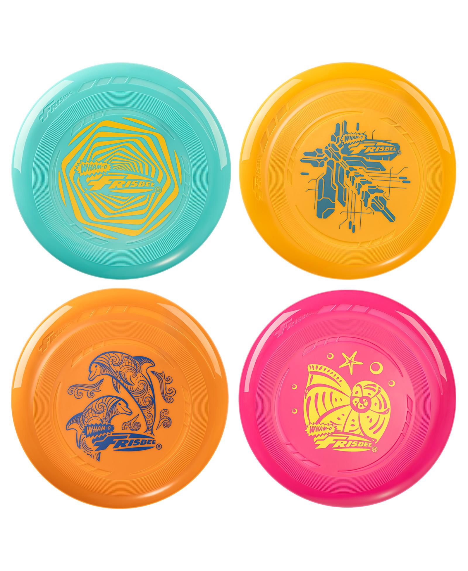 Wham-O Frisbee Go 4 Pack Flying Disc, 9 Inch Lightweight Colorful Toy Set for Beginners Outdoor Game - 70g