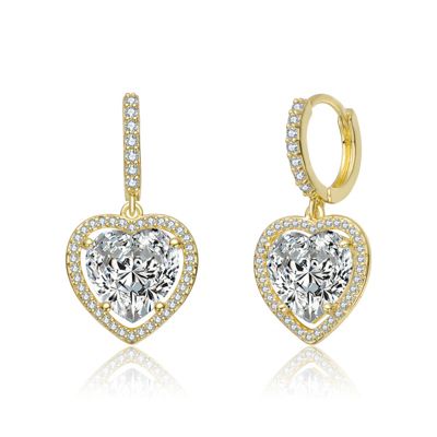 Элегантные серьги-кольцо Rachel Glauber 14K Gold Plated CZ Heart Huggie