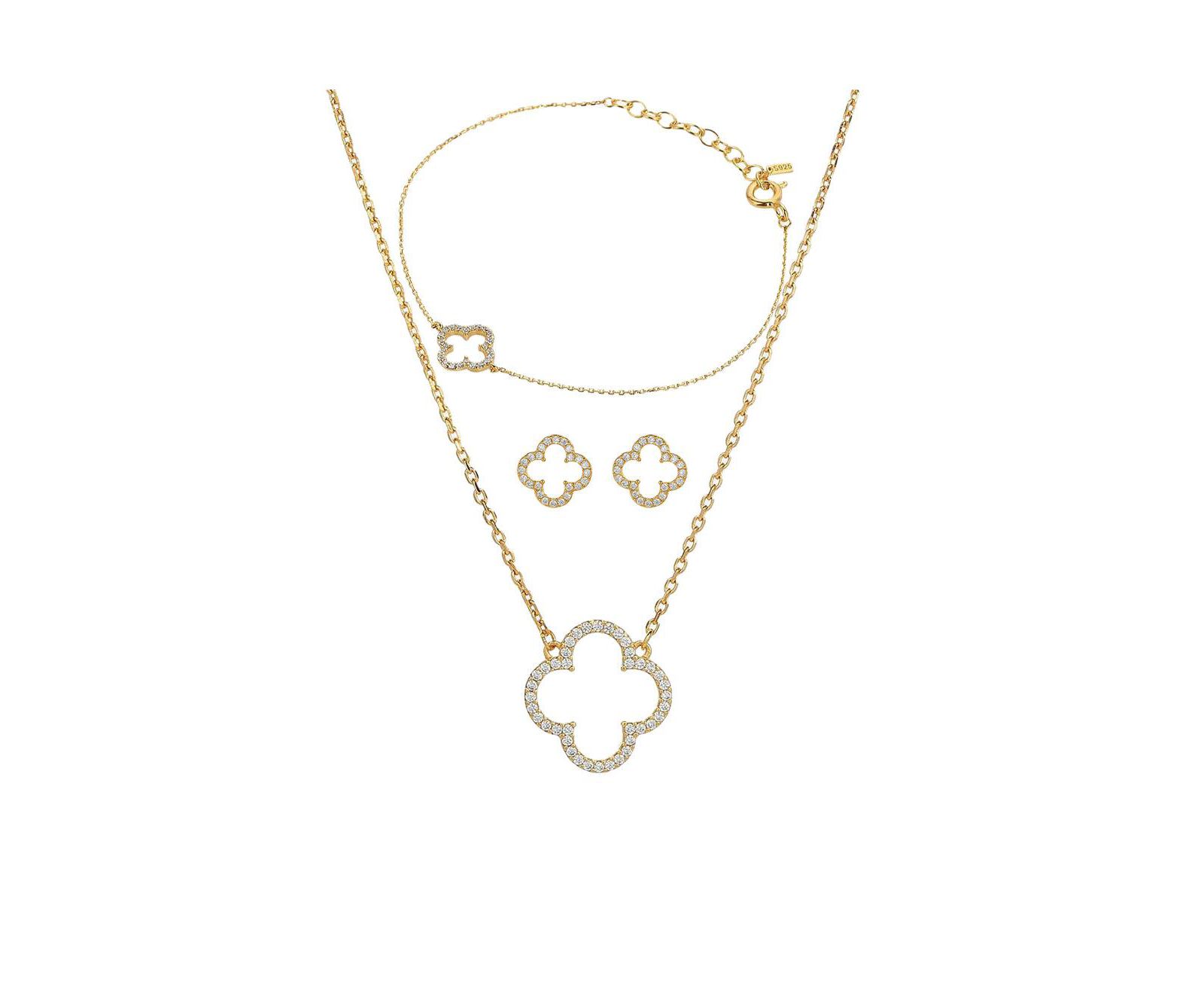 Набор украшений Sterling Plated Aria Clover (ожерелье, серьги и браслет)