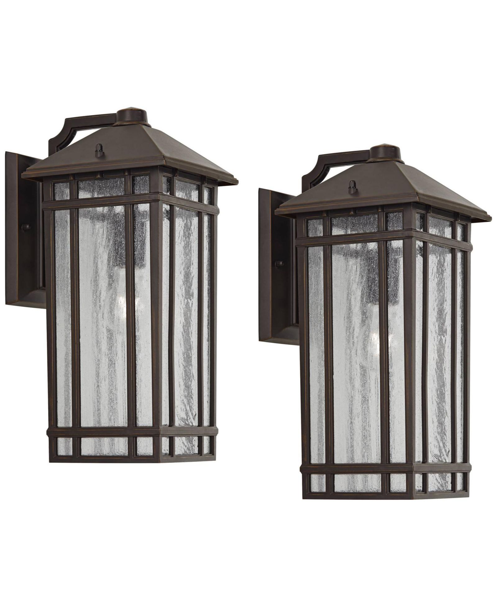 Kathy Ireland Sierra Craftsman 16 1/2" High Farmhouse Rustic Outdoor Wall Light Fixture Mount Set of 2 Oil Rubbed Bronze Finish