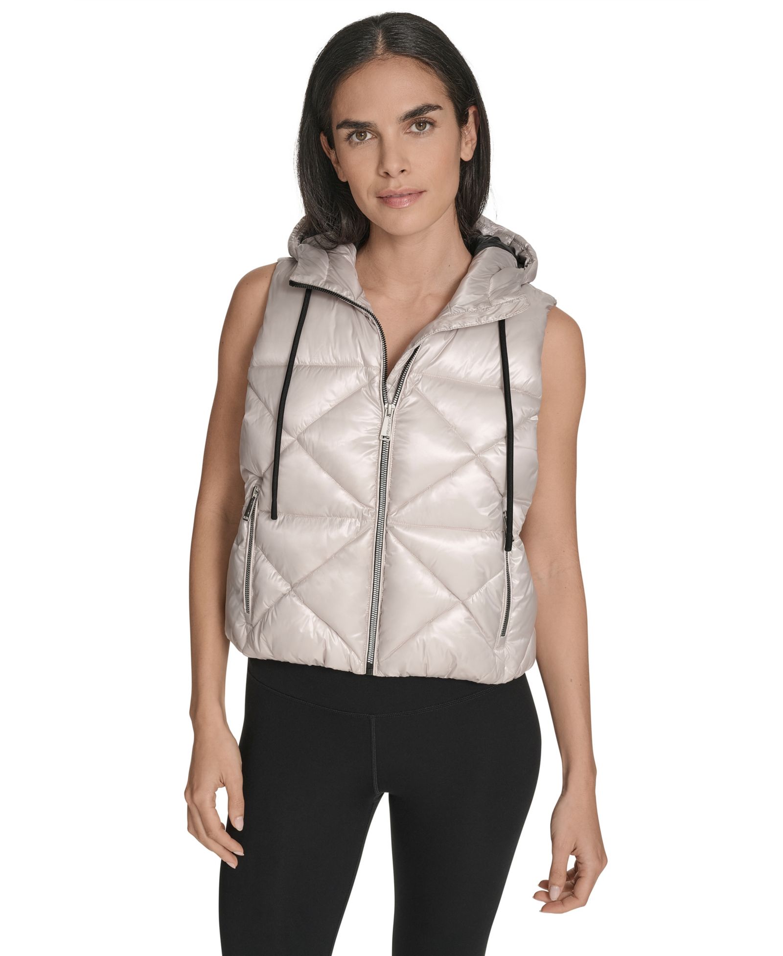 Calvin Klein Women's Performance Diamond Quilt Hooded Puffer Vest