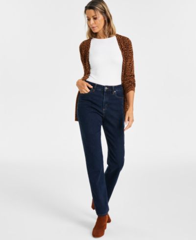 Style & Co Petite High-Rise Natural Straight-Leg Jeans, Petite & Petite Short, Created for Macy's