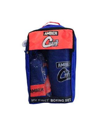 Amber Fight Gear Mini Boxing Toy Set Junior for 3 to 7yr olds Set Includes - 16” Toy Heavy Bag, Junior Gloves, Toy Headgear and Jump Rope in a Handy Storage Bag. Great Gift Idea