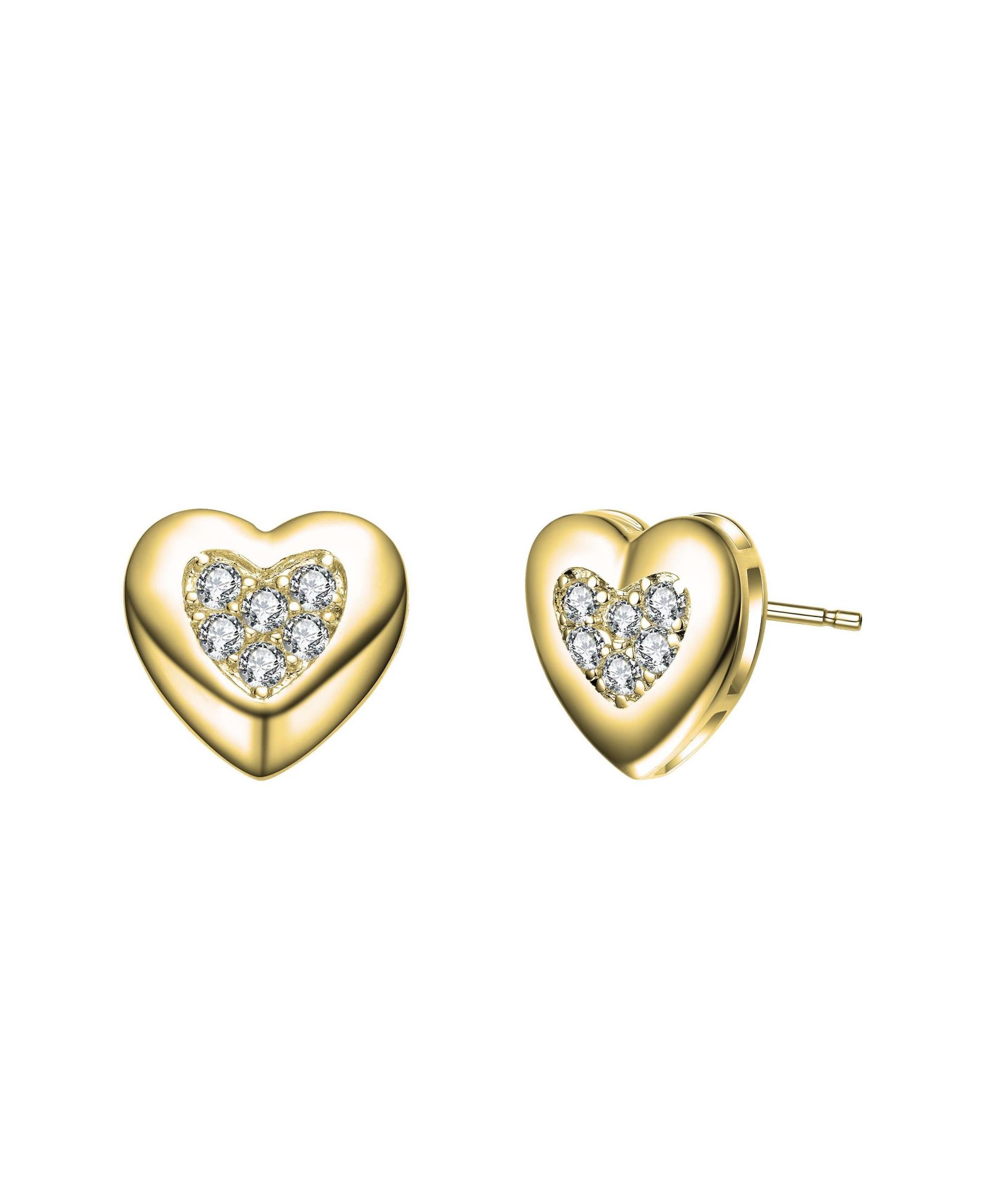 Rachel Glauber Lovely Heart Stud Earrings with Clear Cubic Zirconia