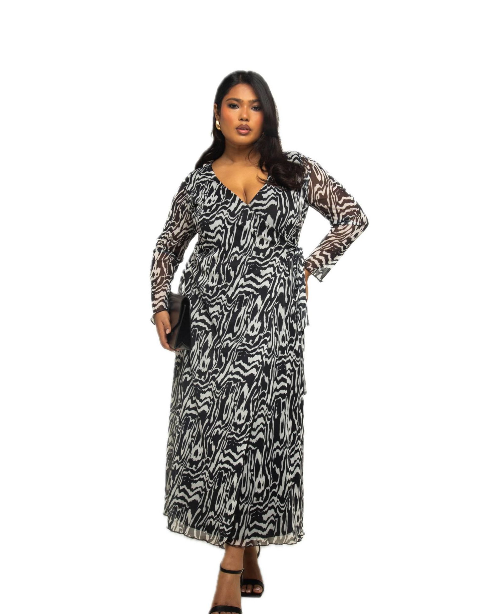 Женское платье FASHION-SZN CURVE Monochrome Print Midaxi With Slit