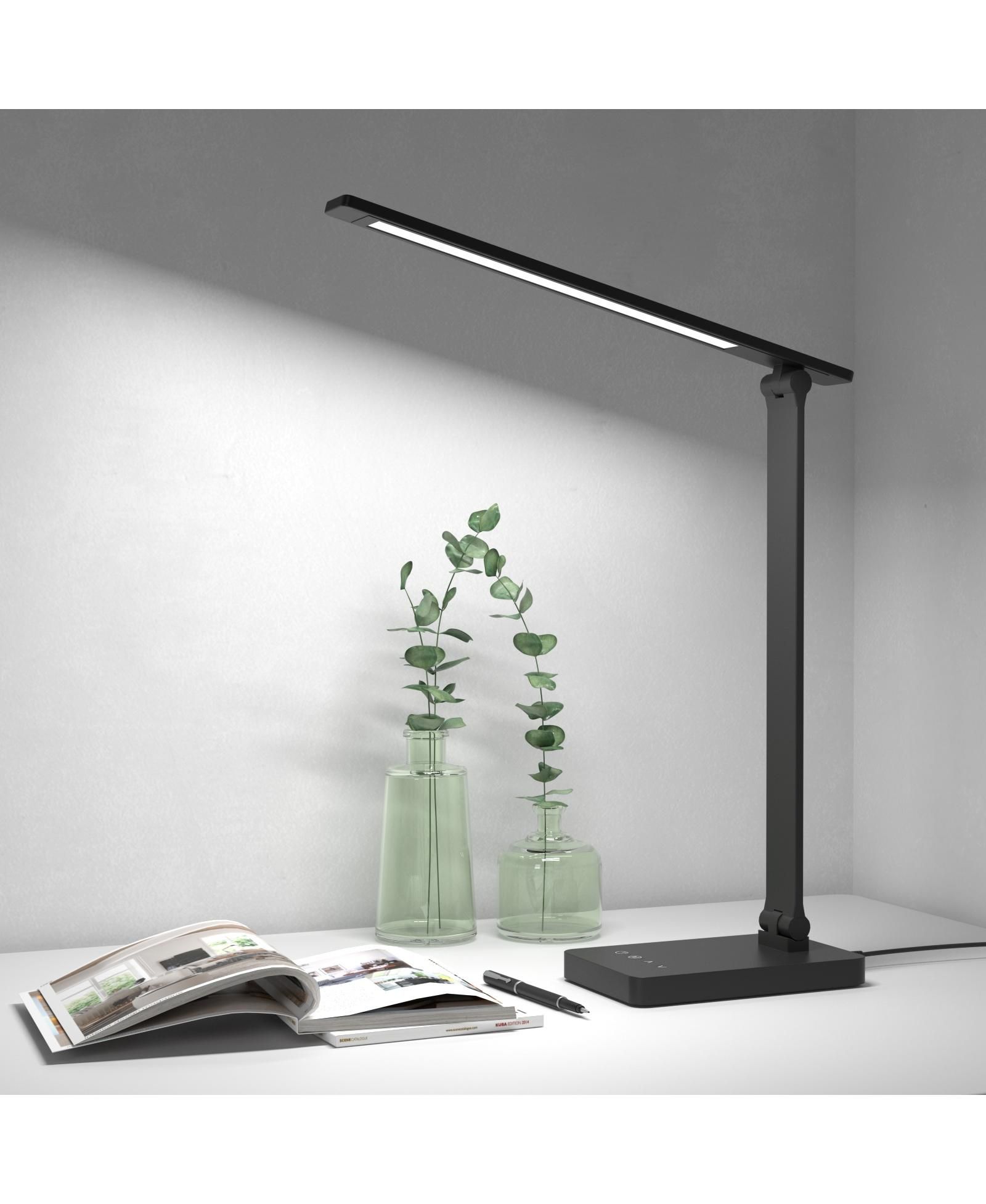 Lepro LED Desk Lamp with 9.5W 750LM Metal Touch Control , 5 Color Modes 5 Brightness Level, Eye Caring  For Reading, Crafts, School Supplies, White