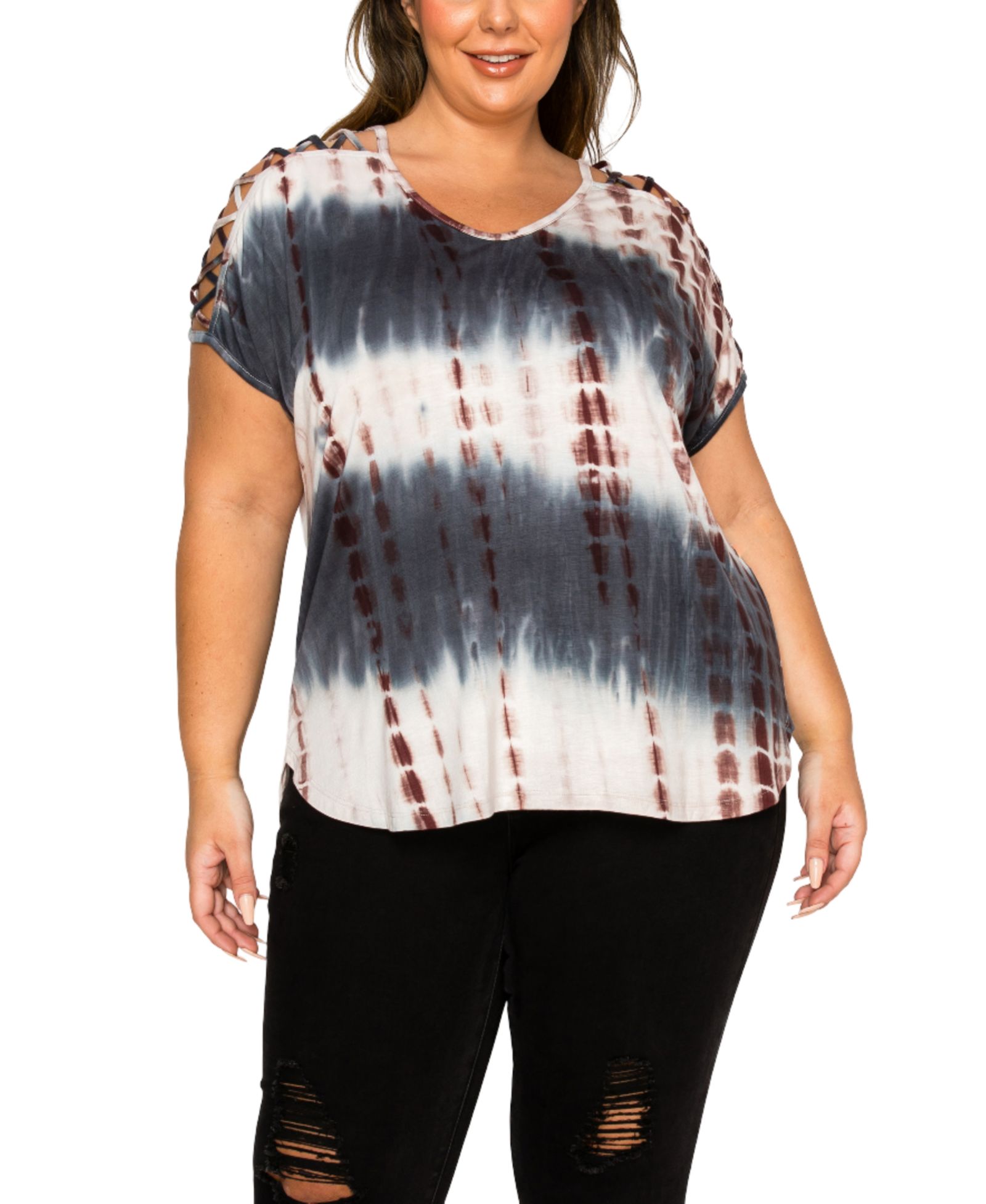 Футболка COIN 1804 Plus Size Tie Dye с рукавами dolman