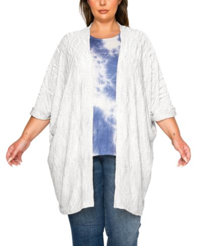 COIN 1804 Plus Size Spiral Wave Texture Dolman Cardigan Sweater
