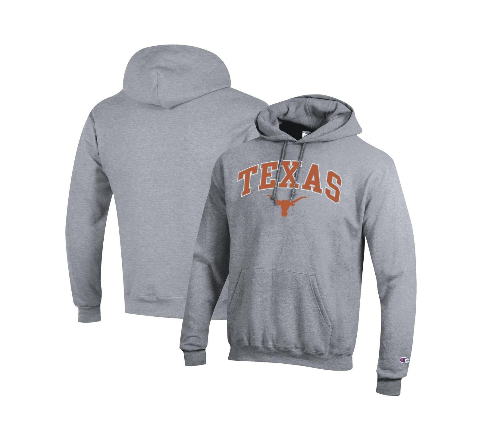Мужское худи Champion Heather Gray Texas Longhorns Arch Over Logo Pullover