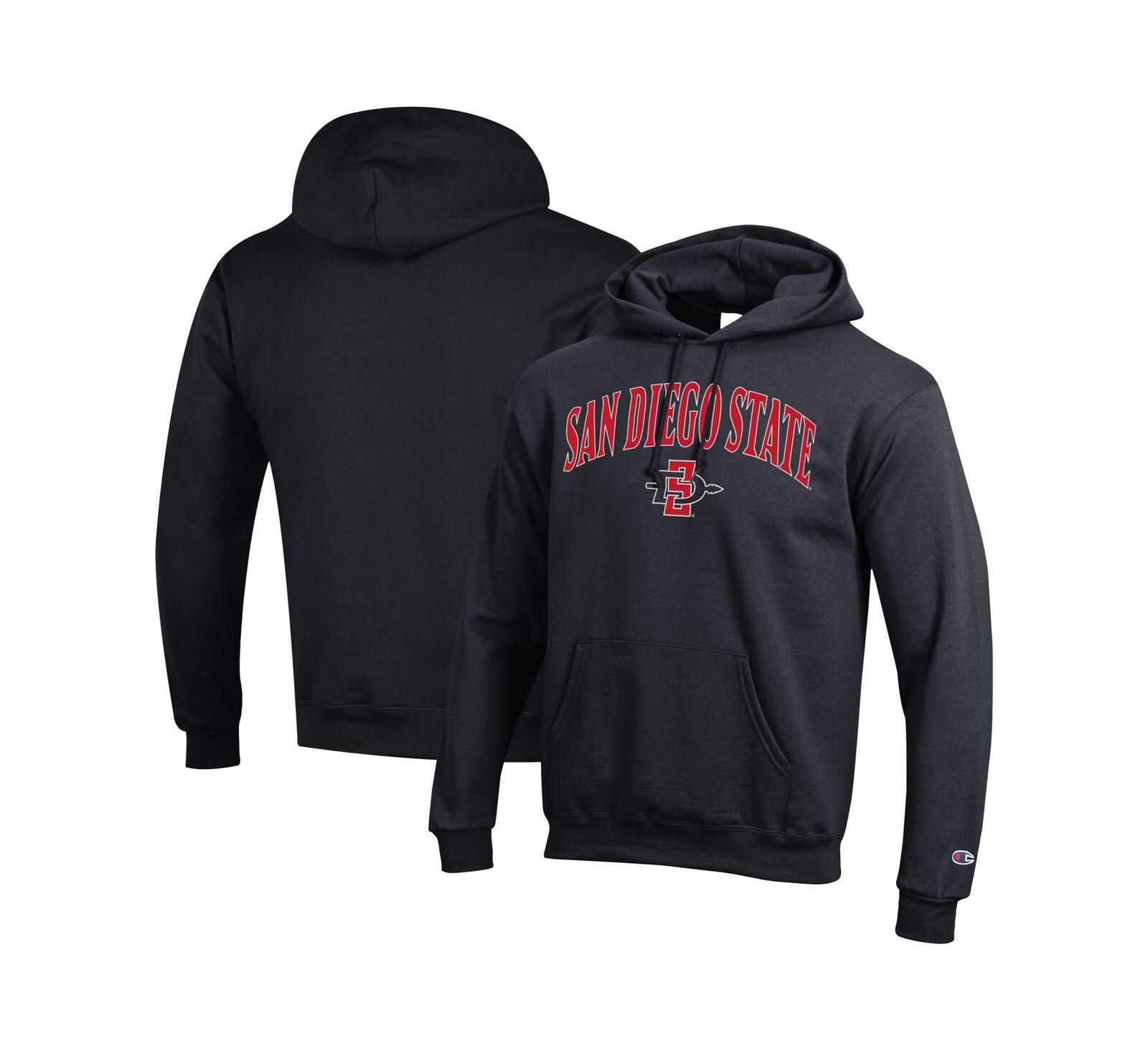 Мужское худи Champion Black San Diego State Aztecs Arched Logo Fleece Pullover