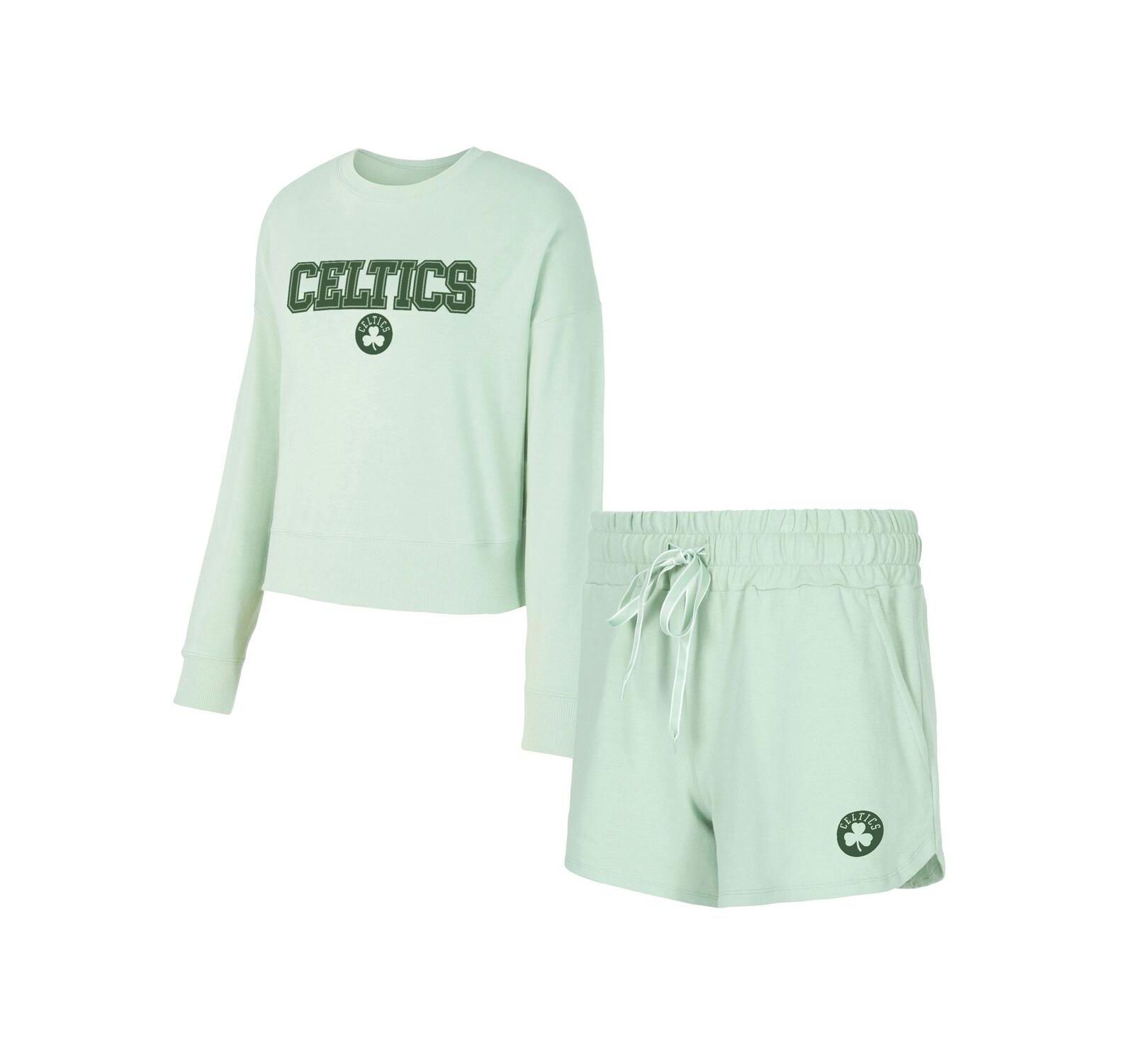 Concepts Sport Women's 2-Piece Light Green Boston Celtics Elevation Tri-Blend Long Sleeve T-Shirt and Shorts Set