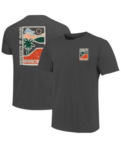 Image One Men's Graphite Miami Hurricanes Comfort Colors Minimal Vista Distressed Graphics T-Shirt