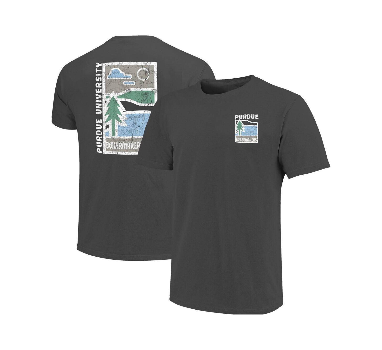 Image One Men's Graphite Purdue Boilermakers Comfort Colors Minimal Vista Distressed Graphics T-Shirt