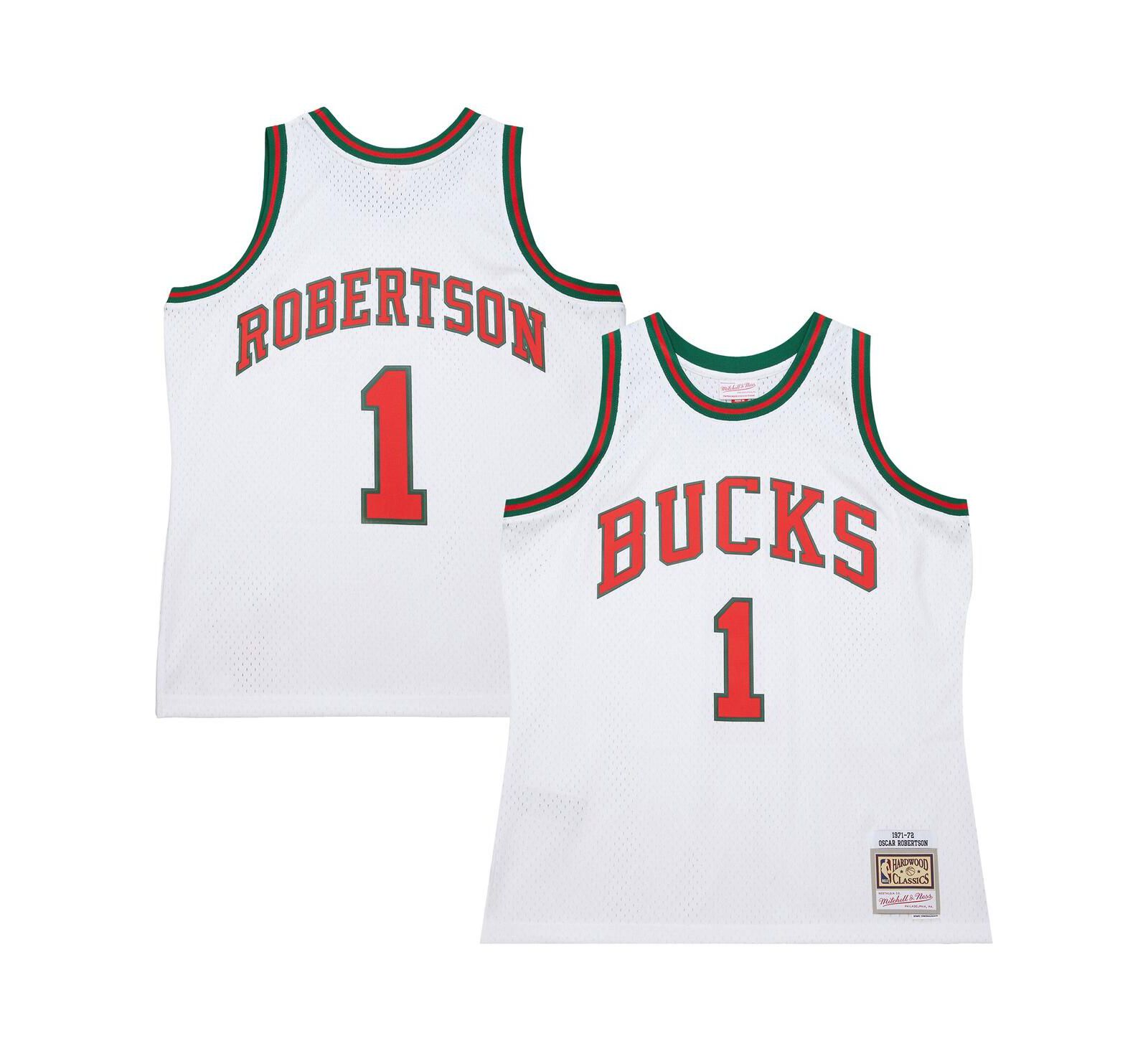 Мужская джерси Mitchell & Ness Oscar Robertson White Milwaukee Bucks 1971-72 Swingman
