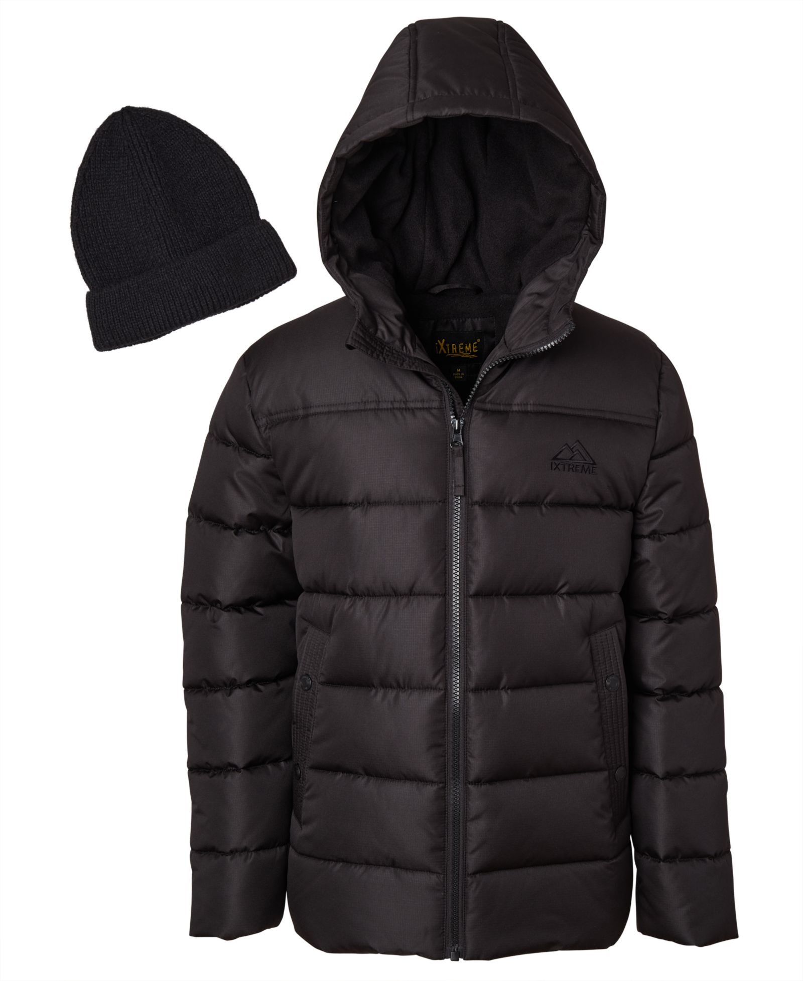Ixtreme Big Boys' Ripstop Mini Puffer Jacket with Beanie
