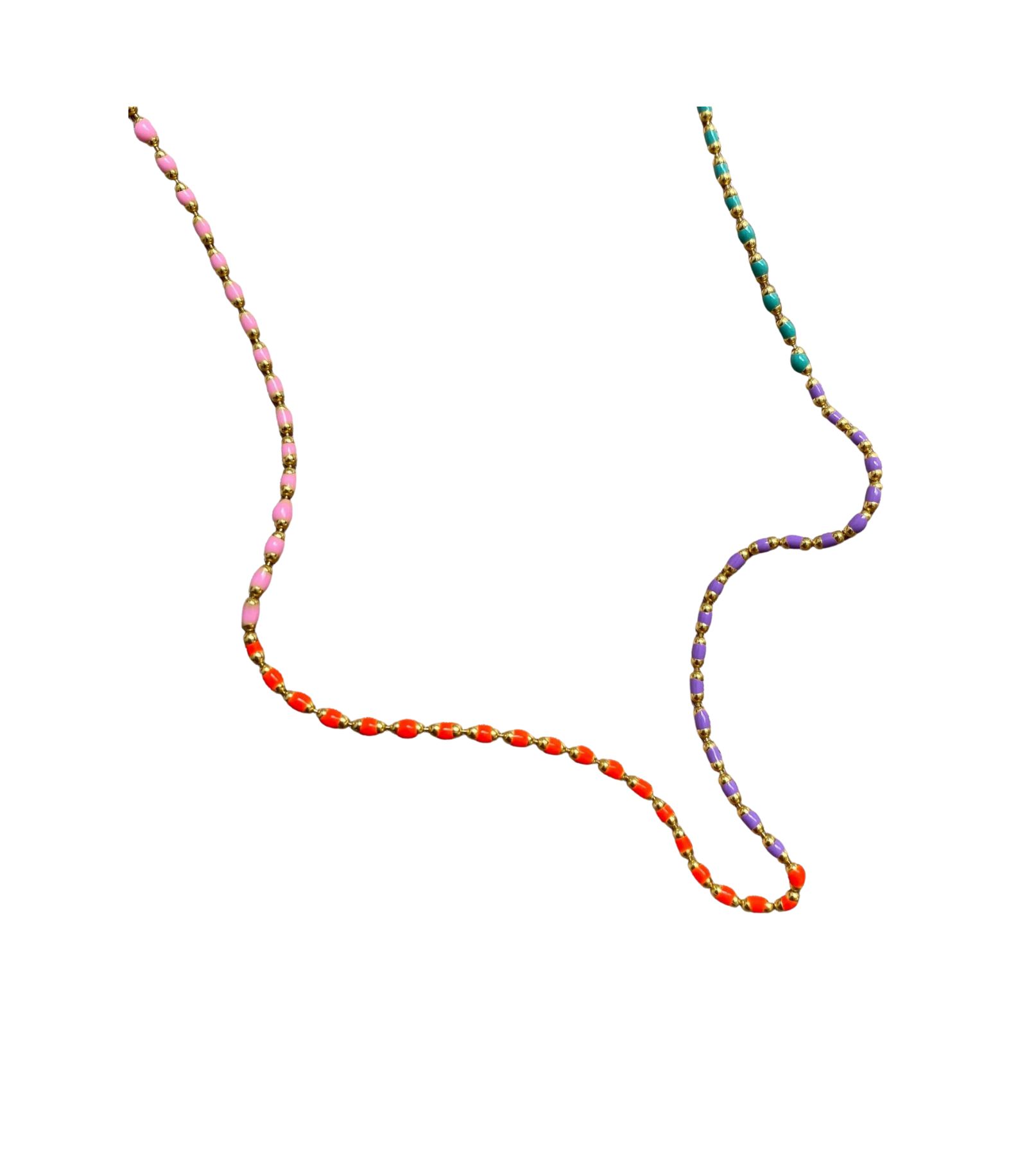Spero London Sterling Enamel Mine Beaded Colourful Rainbow Necklace
