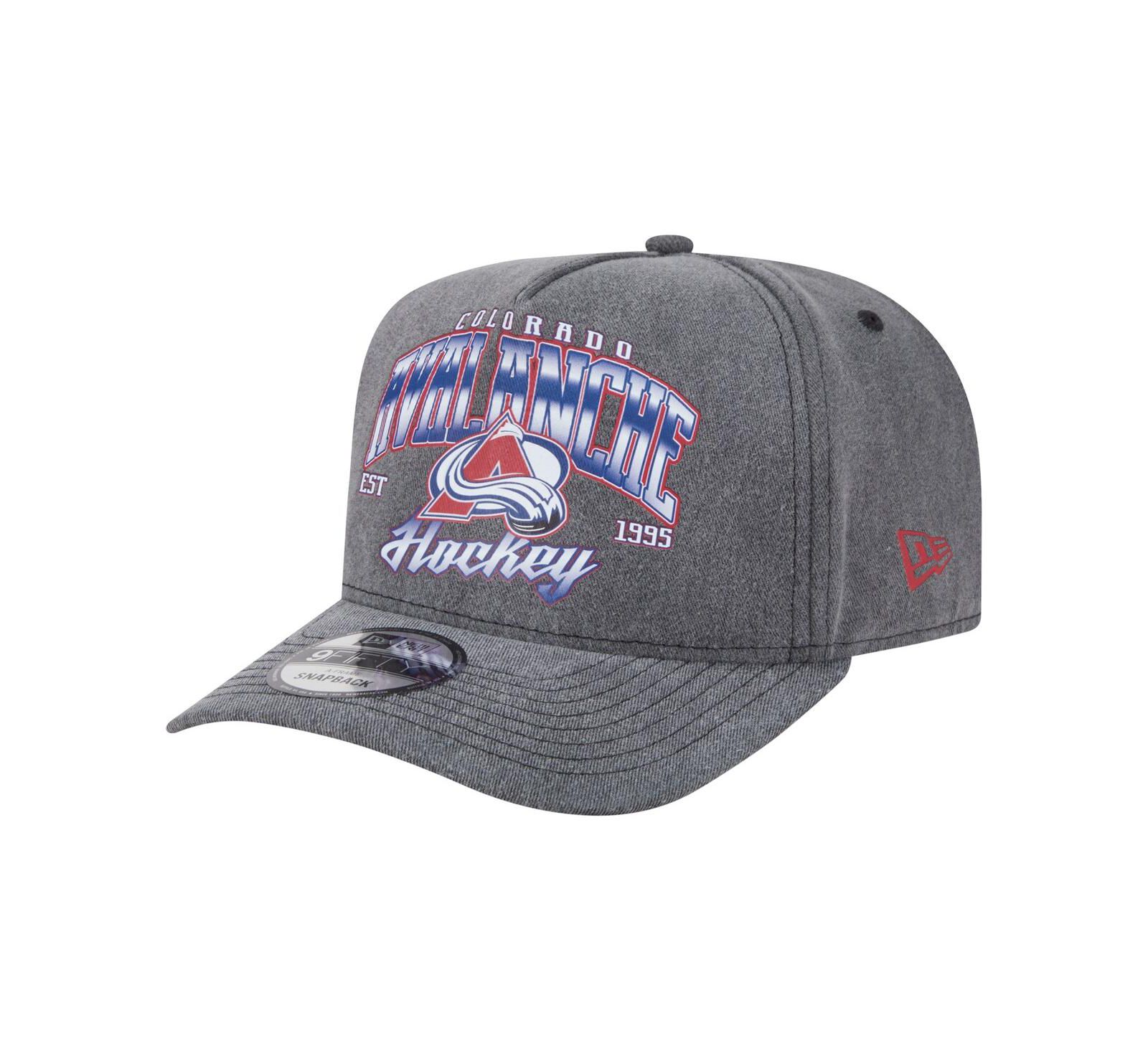 Мужская кепка New Era Charcoal Colorado Avalanche Throwback Washed A-Frame Pre-Curved 9FIFTY Snapback