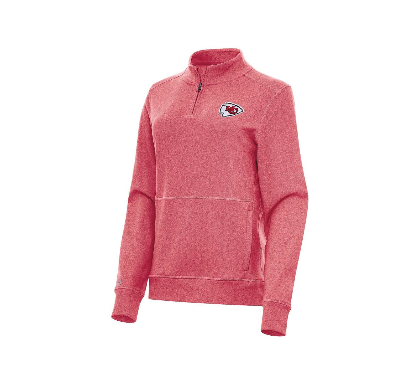 Куртка Antigua Women's Heather Red Kansas City Chiefs Crush Quarter-Zip