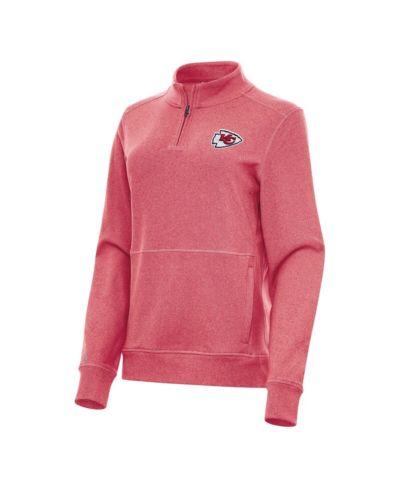 Antigua Women's Heather Red Kansas City Chiefs Crush Quarter-Zip Jacket