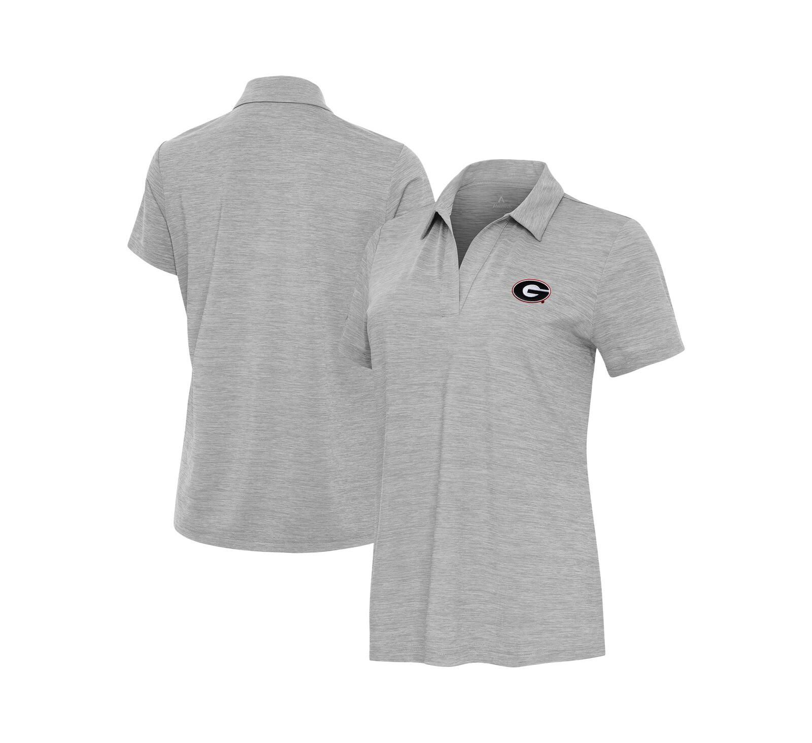 Женская рубашка-поло Antigua Heather Gray Georgia Bulldogs Layout V-Neck